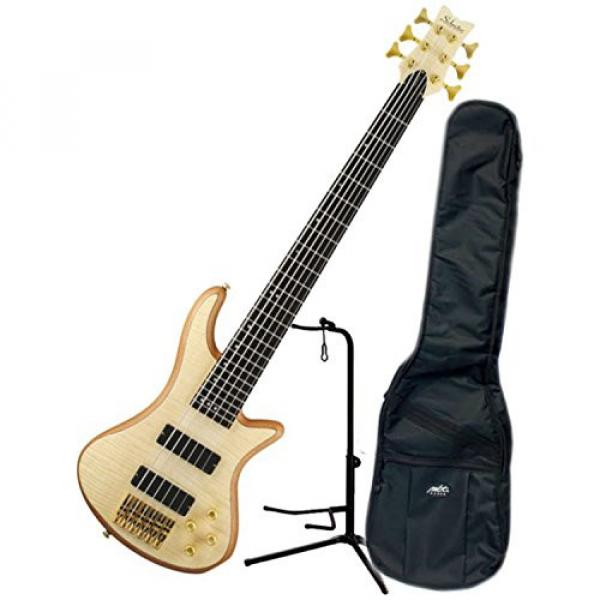 Schecter 6 String Stiletto Custom Electric Bass Natural w/DLX Gig Bag and Stand #4 image