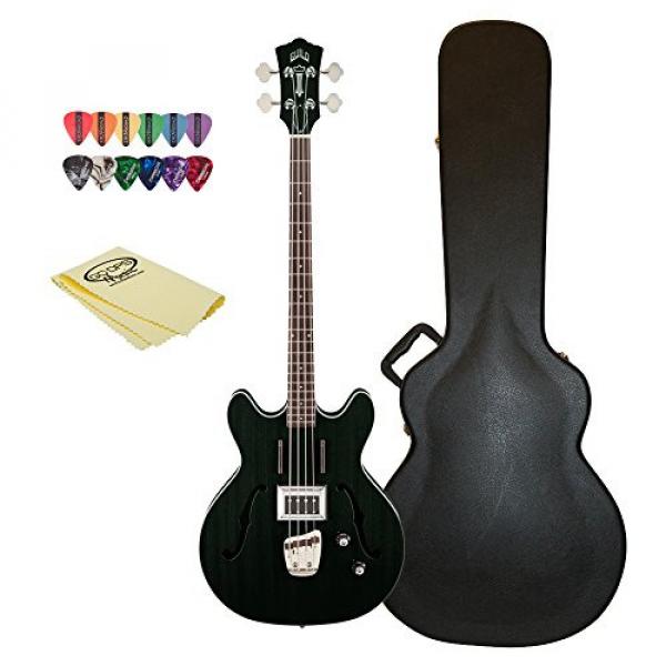 Guild Starfire Bass Guitar with Case, 12 Pick Sampler, &amp; GoDpsMusic Polish Cloth, Black #1 image