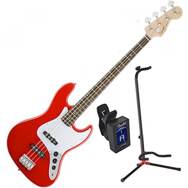 Squier 0310760570 Affinity Jazz Bass RW Race Red w/ Stand and Tuner #1 image
