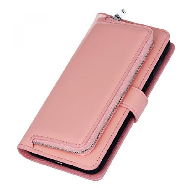 Bonice Case Cover for Samsung S7 Edge, Detachable Premium Leather Magnetic Folio Zipper Protective Phone Wallet Case with Multiple Card Slots Extra Wallet Storage for Samsung Galaxy S7 Edge - Pink #2 image