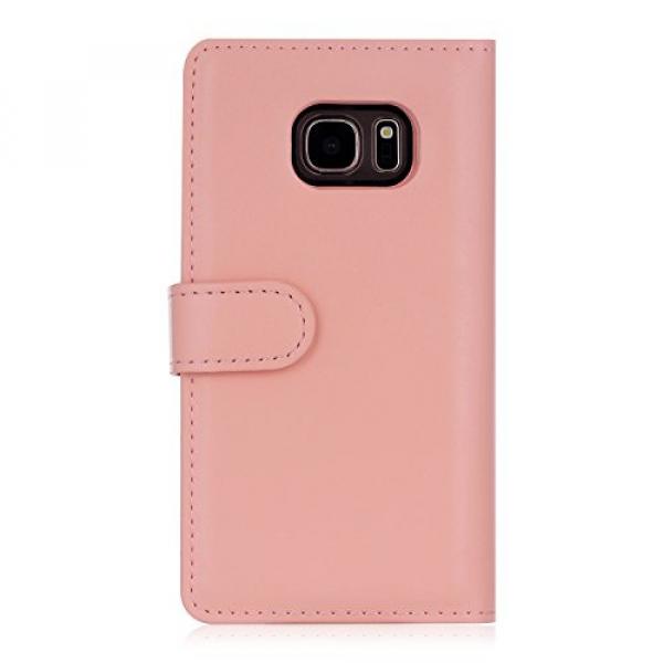 Bonice Case Cover for Samsung S7 Edge, Detachable Premium Leather Magnetic Folio Zipper Protective Phone Wallet Case with Multiple Card Slots Extra Wallet Storage for Samsung Galaxy S7 Edge - Pink #4 image