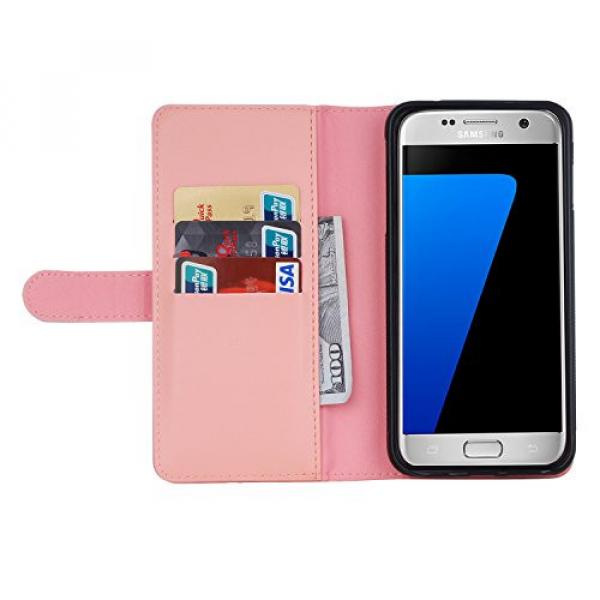 Bonice Case Cover for Samsung S7 Edge, Detachable Premium Leather Magnetic Folio Zipper Protective Phone Wallet Case with Multiple Card Slots Extra Wallet Storage for Samsung Galaxy S7 Edge - Pink #7 image