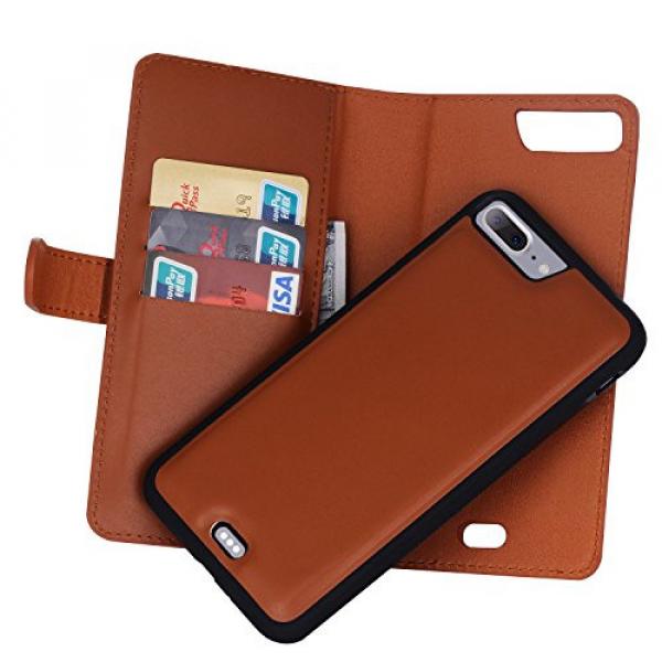 iPhone 7 Plus Flip Cases, Bonice Premium Leather Magnetic Detachable Folio Zipper Protective Phone Wallet Case with Multiple Card Slots Extra Wallet Storage for iPhone 7 Plus 5.5 inches - Brown #3 image