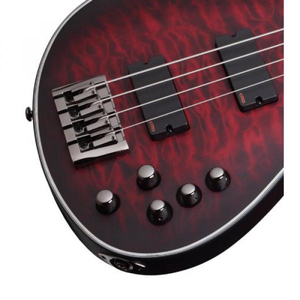 Schecter Hellraiser Extreme-4 4-String Bass Guitar, Crimson Red Burst Satin #4 image