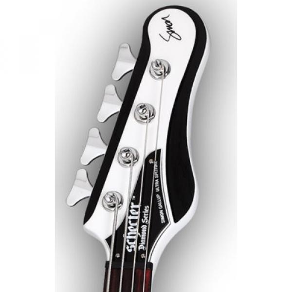 Schecter Simon Gallup UltraBass 4-String Bass Guitar, Black/White #4 image