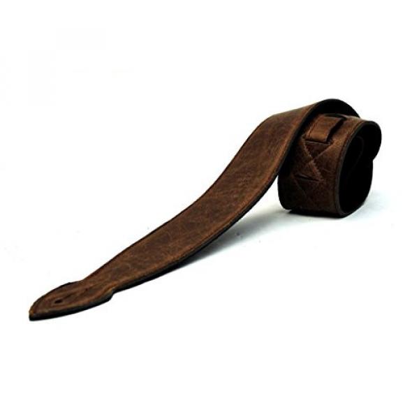 LeatherGraft Walnut Brown Genuine Leather Extra Soft 2.7 Inch Wide Padded Guitar Strap #1 image