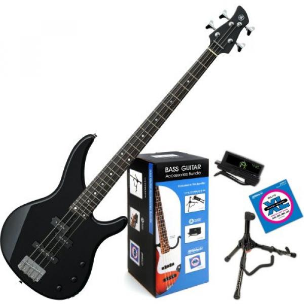 Yamaha TRBX174 BL TRBX-174 Black 4 String Bass Guitar w/ Daddario Bass Accessory Bundle #1 image