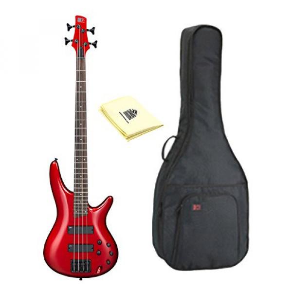 Ibanez SR300B 4-String Electric Bass Guitar, Candy Apple Finish with Kaces KQA-120 GigPak Acoustic Guitar Bag and Custom Designed Instrument Cloth #1 image