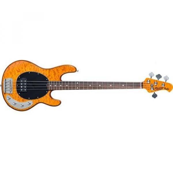 Sterling by Music Man Ray34 StingRay Bass, Quilted Maple Amber #1 image