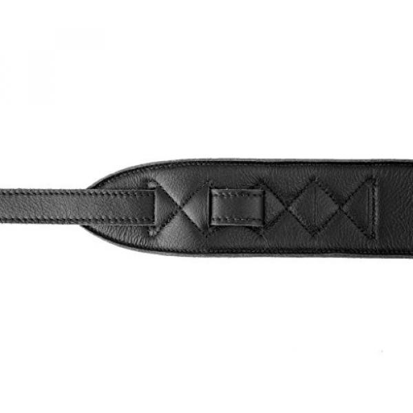 LeatherGraft Dark Jet Black Genuine Leather Extra Soft 2.7 Inch Wide Padded Guitar Strap #3 image