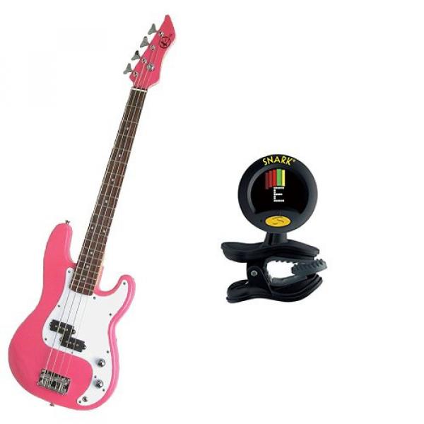 It's All About the Bass Pack-Pink Kay Electric Bass Guitar Medium Scale w/Snark SN8 Tuner #1 image