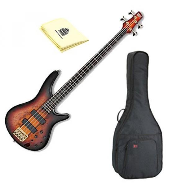 Ibanez SR800 4-String Electric Bass Guitar in Aged Whiskey Burst Finish with Kaces KQA-120 GigPak Acoustic Guitar Bag and Custom Designed Instrument Cloth #1 image