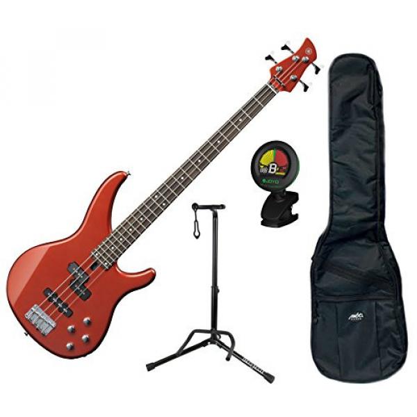 Yamaha TRBX204BRM Bright Red Metallic 4-String Bass Guitar w/ Gig Bag, Stand, and Tuner #1 image