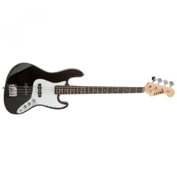 Fever 4-String Electric Jazz Bass Style with Gig Bag, Clip on Tuner, Cable and Strap, Color Black, JB43-BK #2 image