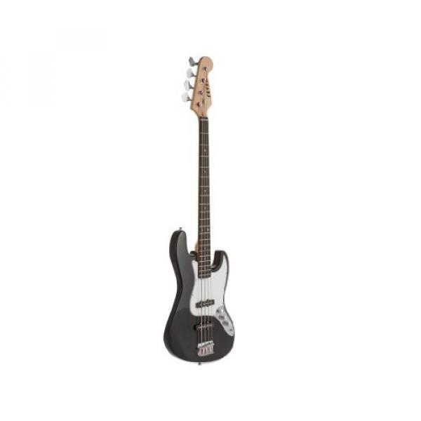 Fever 4-String Electric Jazz Bass Style with Gig Bag, Clip on Tuner, Cable and Strap, Color Black, JB43-BK #3 image