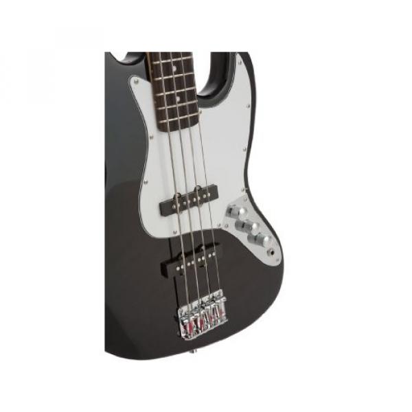 Fever 4-String Electric Jazz Bass Style with Gig Bag, Clip on Tuner, Cable and Strap, Color Black, JB43-BK #6 image