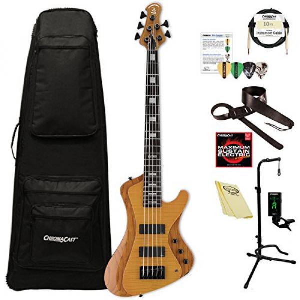ESP LSTREAM1005FMHN Stream Series 5-String Solid Flamed Maple Top Electric Bass, Honey Natural #1 image