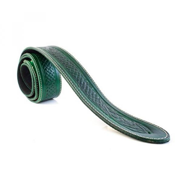 LeatherGraft Emerald Green Genuine Leather Celtic Knot Texas Swirl Pattern Design 2&rdquo; Wide Guitar Strap #1 image