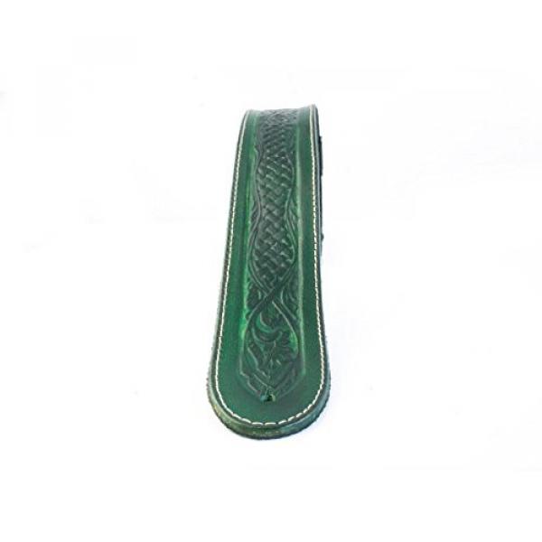 LeatherGraft Emerald Green Genuine Leather Celtic Knot Texas Swirl Pattern Design 2&rdquo; Wide Guitar Strap #2 image