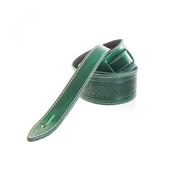 LeatherGraft Emerald Green Genuine Leather Celtic Knot Texas Swirl Pattern Design 2&rdquo; Wide Guitar Strap #4 image