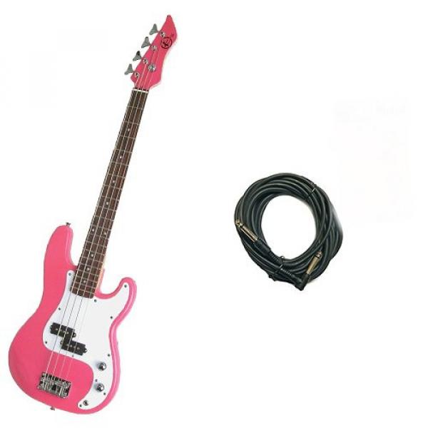It&rsquo;s All About the Bass Pack - Pink Kay Electric Bass Guitar Medium Scale w/20ft Cable #1 image
