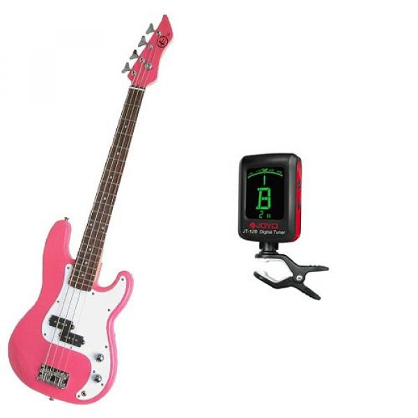 It's All About the Bass Pack-Pink Kay Electric Bass Guitar Medium Scale w/Meisel COM-80 Tuner #1 image