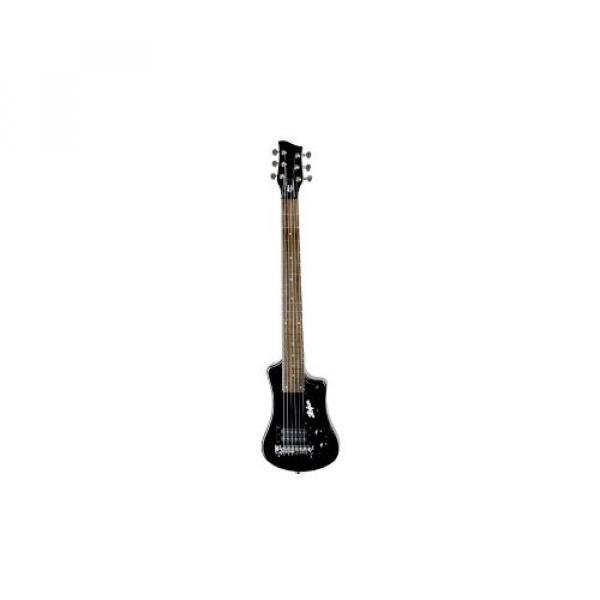 Hofner Shorty Guitar - Black Shorty Full Sized Neck Travel Electric Guitar w/ Gigbag #1 image