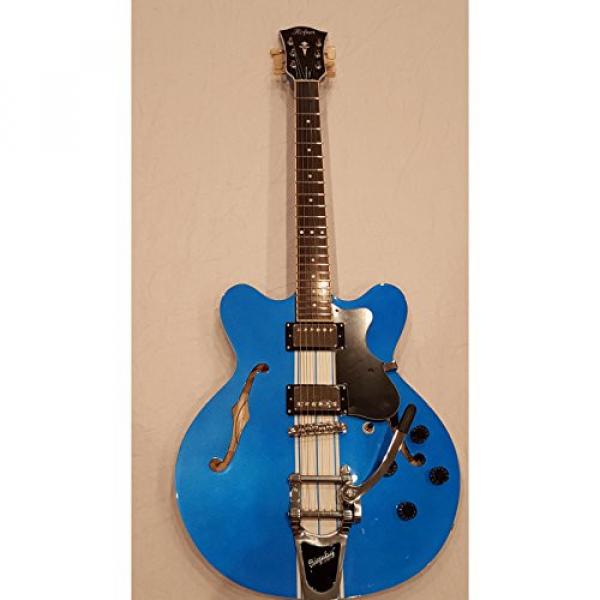 Hofner Contemporary Special Edition Verythin Guitar - Metallic Blue with Silver Stripes w/Bigsby Tremolo #1 image
