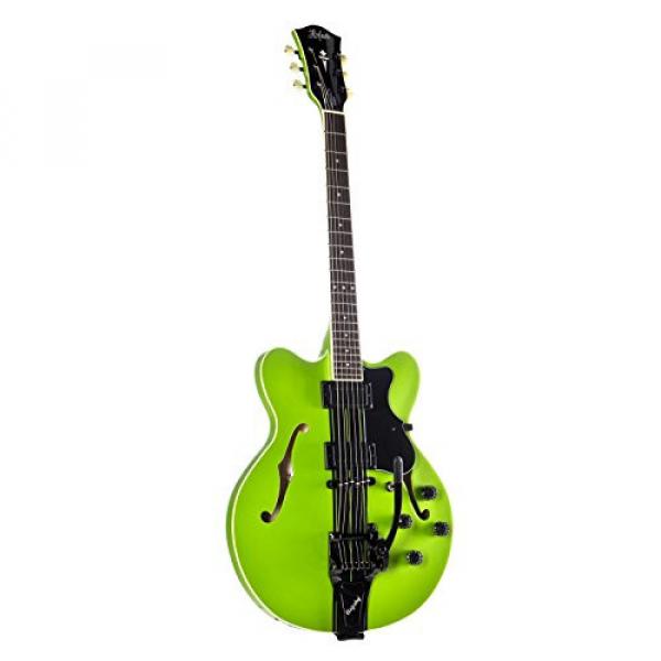 Hofner Contemporary Special Edition Verythin Guitar - Metallic Green with Black Stripes w/Bigsby Tremolo #1 image