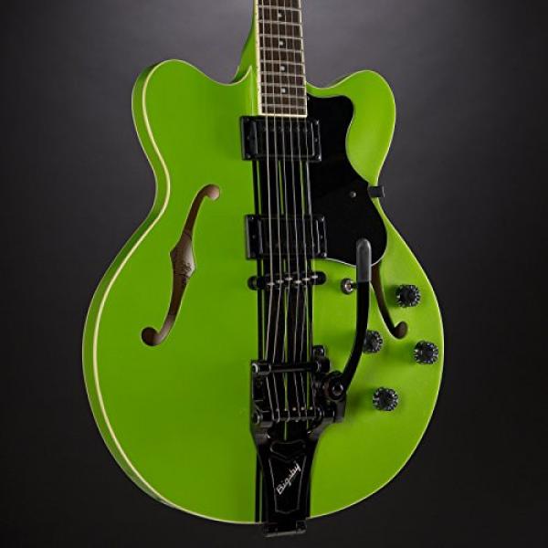 Hofner Contemporary Special Edition Verythin Guitar - Metallic Green with Black Stripes w/Bigsby Tremolo #6 image