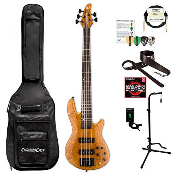 ESP LH1005SEBMHN-KIT-1 H Series H-1005SE 5-String Solid Burled Maple Top Electric Bass, Honey Natural #1 image