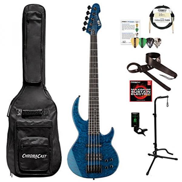 ESP LBB1005QMBLKAQ-KIT-1 Bunny Brunel Signature Series BB-1005 QM 5-String Electric Bass, Black Aqua #1 image