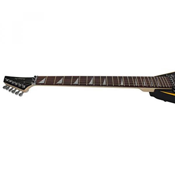 Stedman Flying V Series Electric Guitar With Many Accessories - Black with Yellow Stripe #7 image