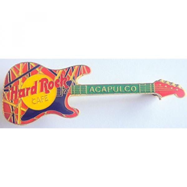 Acapulco Mexico Hard Rock Caf&eacute; Orange Strat w/EVH stripes Guitar Pin #1 image