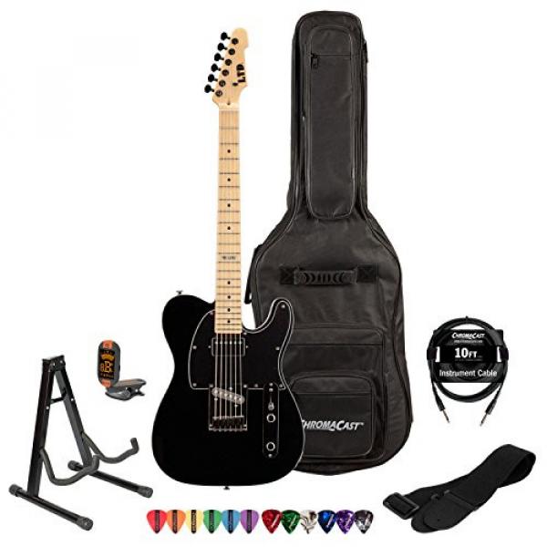 ESP LTD TE-212M-BLK Maple Electric Guitar with 10 Feet Cable, Strap, Stand, Tuner, ChromaCast Pick Sampler and ChromaCast Gig Bag #1 image