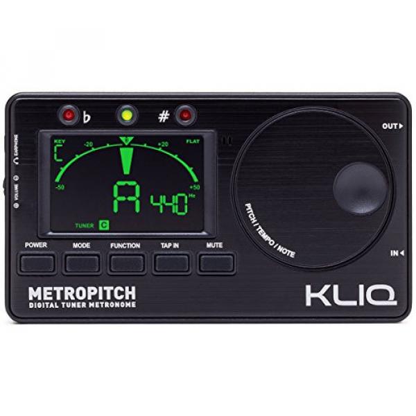 KLIQ MetroPitch - Metronome Tuner for All Instruments - with Guitar, Bass, Violin, Ukulele, and Chromatic Tuning Modes - Tone Generator - Carrying Pouch Included, Black #1 image