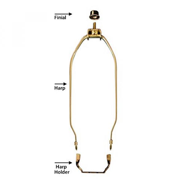 Royal Designs 10&quot; Heavy Duty Lamp Harp, Finial and Lamp Harp Holder Set, Polished Brass, More Sizes Available (HA-1001-10BR-1) #2 image