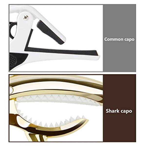 Guitar Capo Shark Zinc Alloy Spring Capo for Acoustic and Electric Guitar with Good Hand Feeling (Gold) #4 image