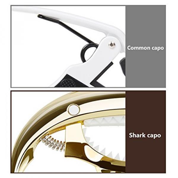 Guitar Capo Shark Zinc Alloy Spring Capo for Acoustic and Electric Guitar with Good Hand Feeling (Gold) #5 image