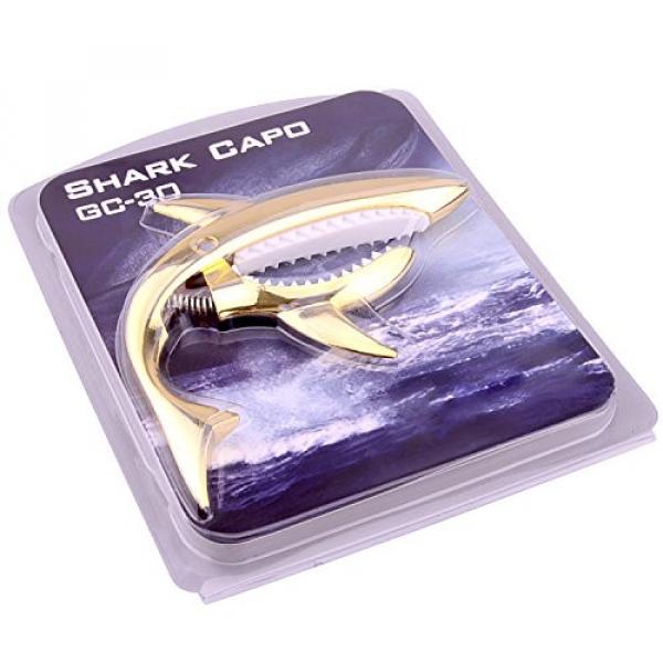 Guitar Capo Shark Zinc Alloy Spring Capo for Acoustic and Electric Guitar with Good Hand Feeling (Gold) #7 image