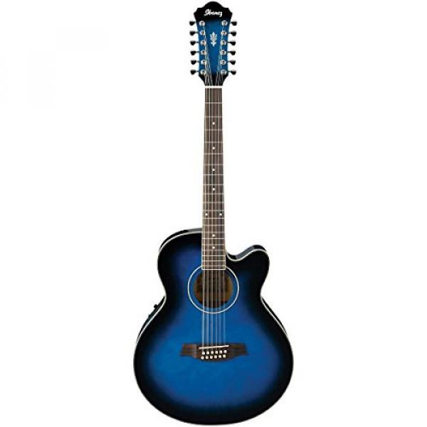 Ibanez AEL152ETBS 12-String Cutaway Acoustic-Electric Guitar Transparent Blue Sunburst #2 image