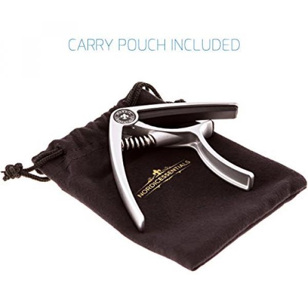 Nordic Essentials Guitar Capo Deluxe with Carrying Pouch - Classy Matte Silver #3 image