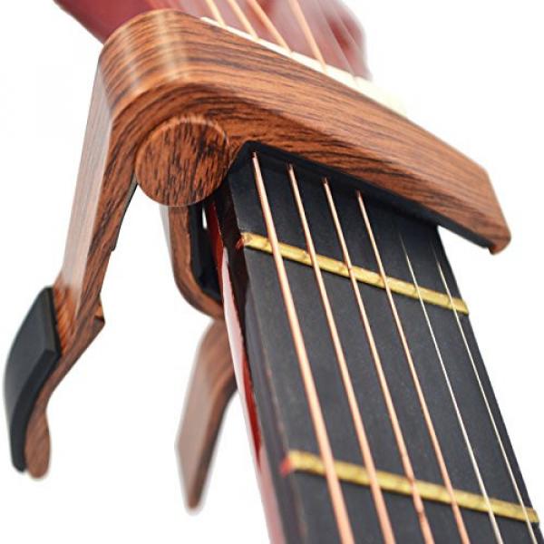 Guitar Capo Guitar Picks Acoustic &amp; Electric Guitar Capo Key Clamp With Free 4 Pcs Guitar Picks - lightweight Zinc alloy (Rosewood) #2 image