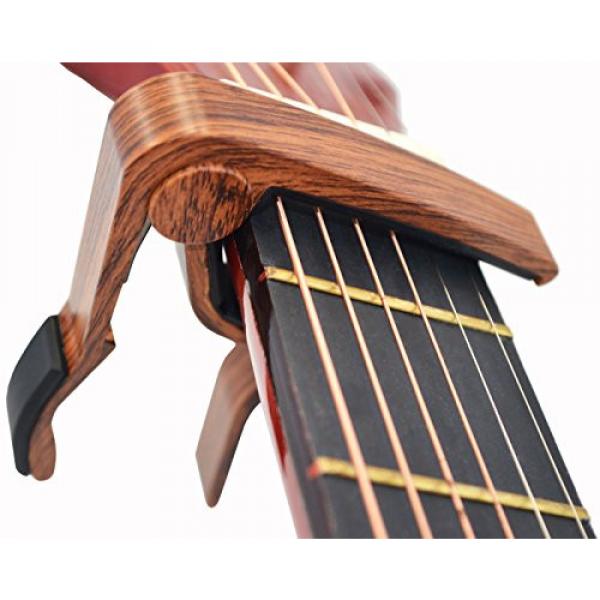 Guitar Capo Guitar Picks Acoustic &amp; Electric Guitar Capo Key Clamp With Free 4 Pcs Guitar Picks - lightweight Zinc alloy (Rosewood) #5 image