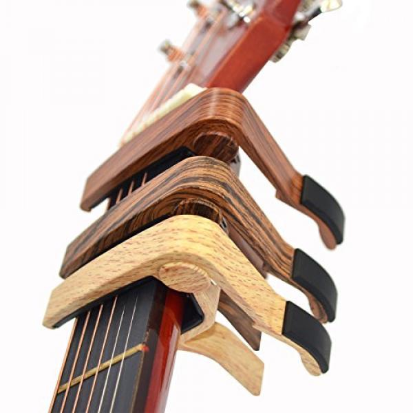 Guitar Capo Guitar Picks Acoustic &amp; Electric Guitar Capo Key Clamp With Free 4 Pcs Guitar Picks - lightweight Zinc alloy (Rosewood) #7 image