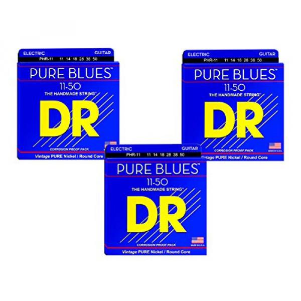 DR Strings PHR-11 PURE BLUES Pure Nickel Electric Guitar Strings 3-Pack #1 image