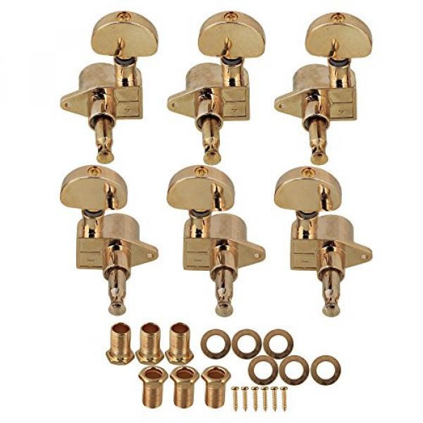 Yibuy 3R3L Guitar String Tuning Pegs with Big Oval Shape Tips Zinc Alloy Golden Set of 6 #1 image
