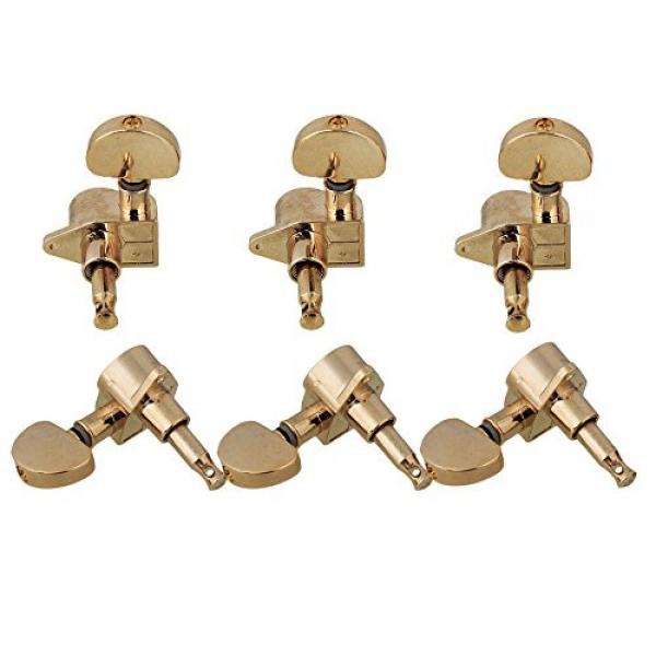 Yibuy 3R3L Guitar String Tuning Pegs with Big Oval Shape Tips Zinc Alloy Golden Set of 6 #2 image