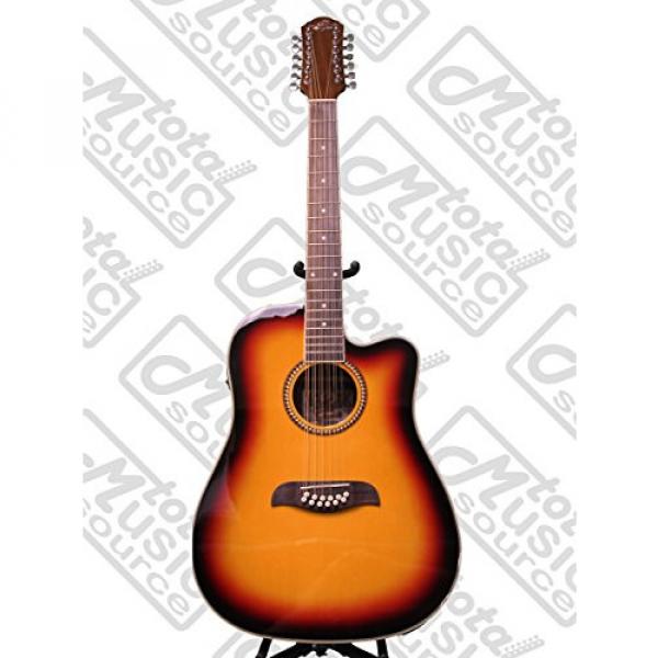 Oscar Schmidt 12 String A/E Guitar &amp; Kaces HD Padded Gig Bag, Sunburst,OD312CETS #2 image