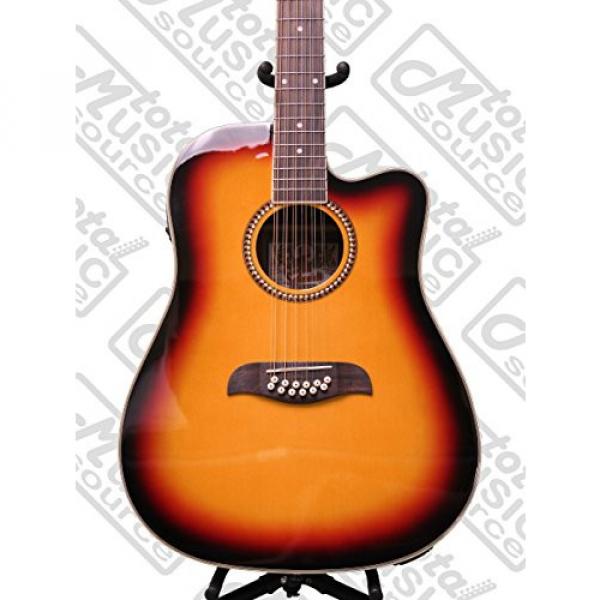 Oscar Schmidt 12 String A/E Guitar &amp; Kaces HD Padded Gig Bag, Sunburst,OD312CETS #3 image